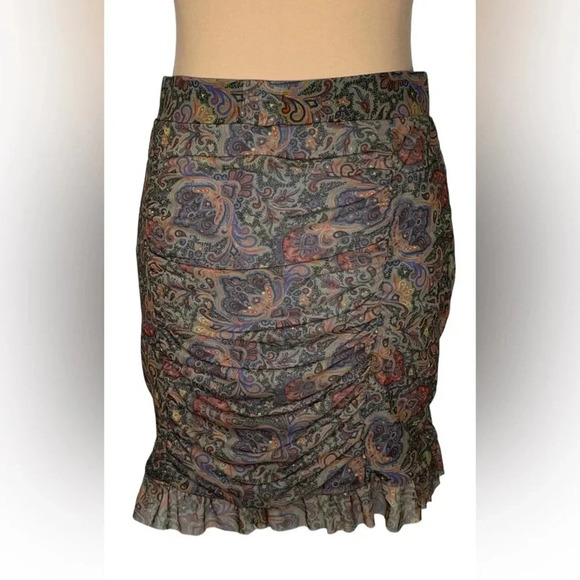Free People Romi Mesh Paisley Mini Skirt New Medium - Picture 2 of 10